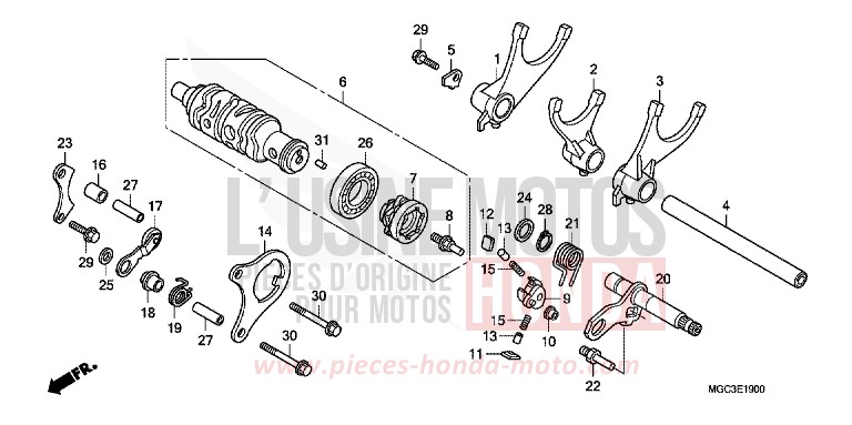 SCHALTTROMMEL/SCHALTGABEL von CB1100 ABS PEARL MILKEY WHITE (NH162) von 2013